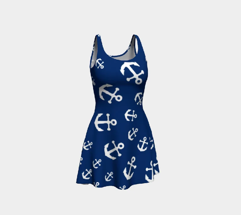 Anchor Pinwheel Flare Dress - Navy Soft fabric unclassified dresses