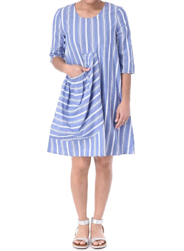 Big Pocket Dress In Blue Stripe Party unclassified dresses