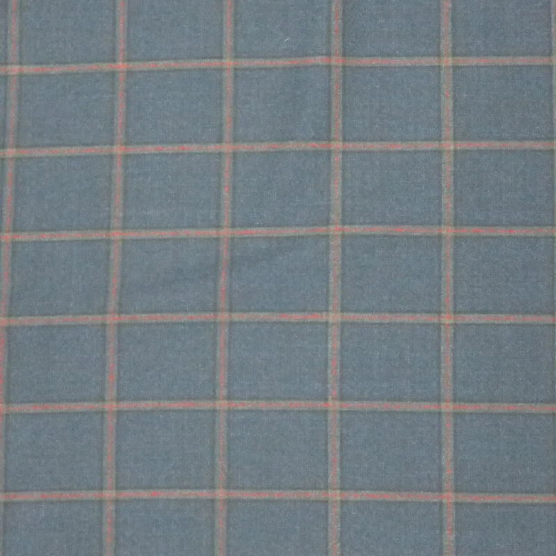 Blue Medium Glen Windowpane with Red Stripe SCABAL Super 130's Wool Fabric Smocked unclassified dresses