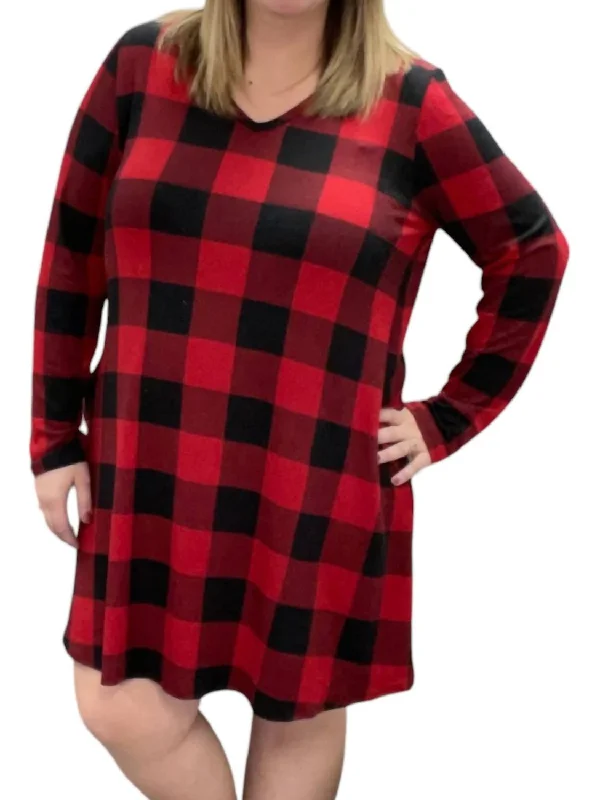 Buffalo Plaid Dress In Red Fall unclassified dresses