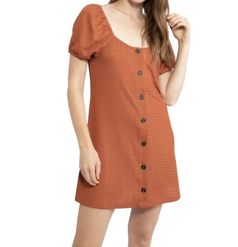 Button Up Knit Dress In Earth Tiered unclassified dresses