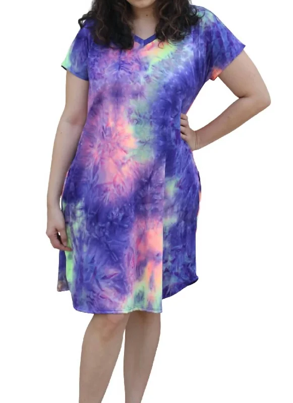 Cancun Tie Dye Dress In Multi Satin unclassified dresses