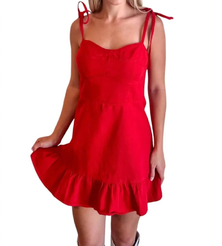 Country Darling Ruffle Hem Dress In Red Discounted unclassified dresses