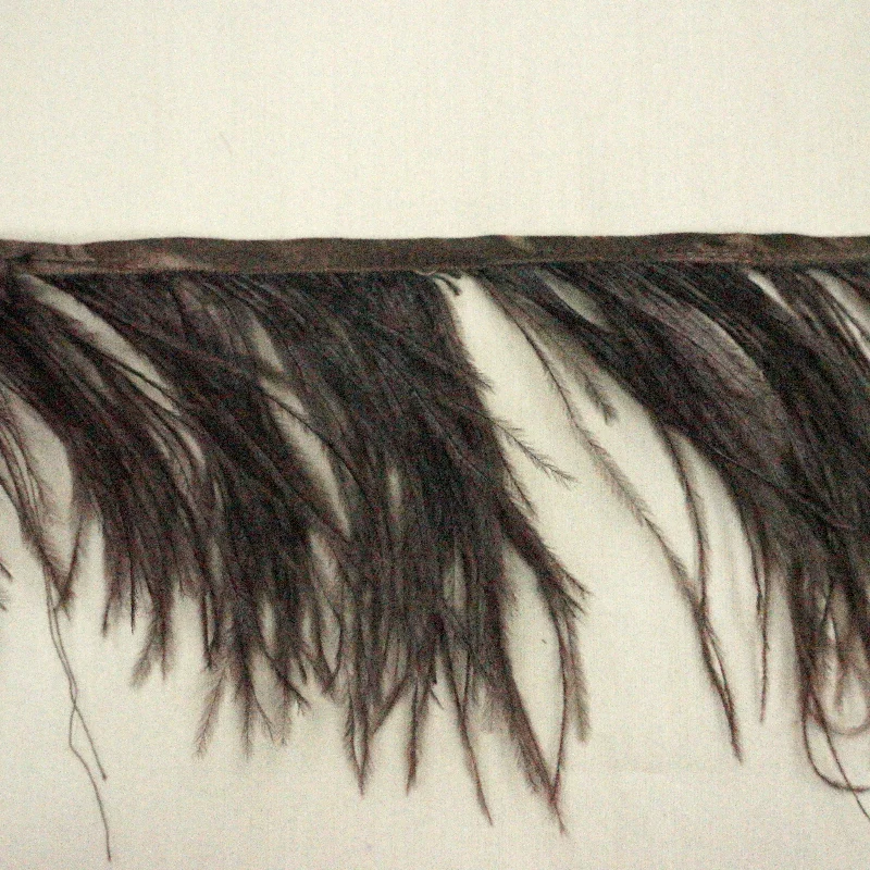 Dark Brown Ostrich Feather Trim 2 PLY Embroidered unclassified dresses