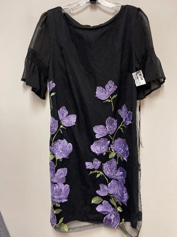 Dress Designer By Karl Lagerfeld In Black & Purple, Size: M Long sleeve unclassified dresses