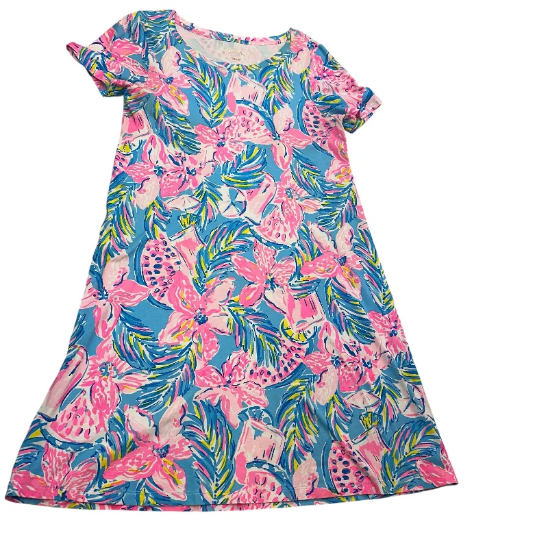 Dress Designer By Lilly Pulitzer In Blue & Pink, Size: S Ruffled unclassified dresses