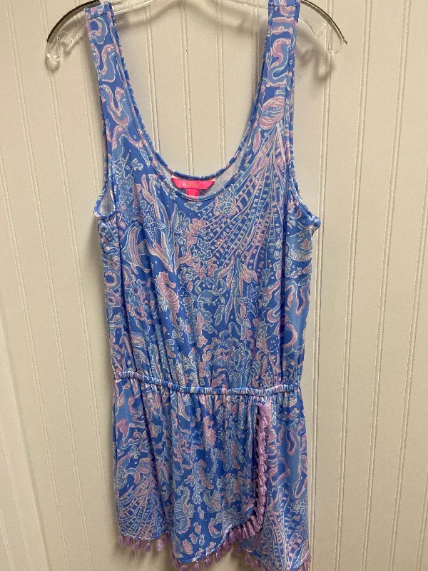 Dress Designer By Lilly Pulitzer In Blue & Purple, Size: M Backless unclassified dresses