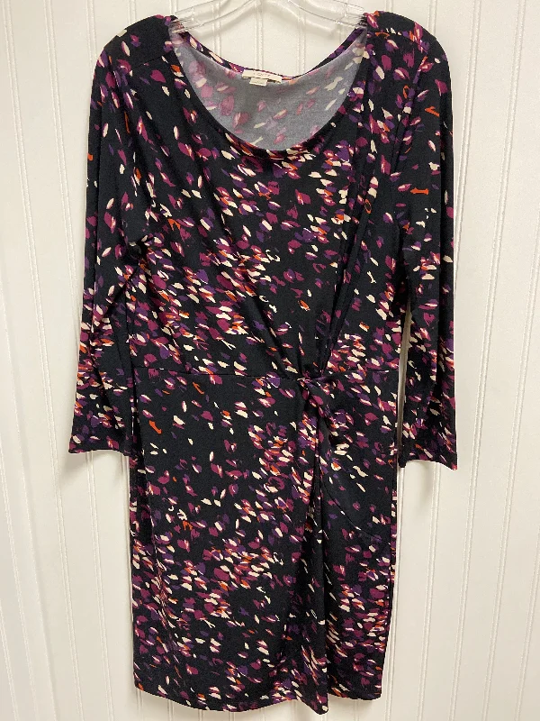 Dress Work By Loft In Purple, Size: M Bold pattern unclassified dresses