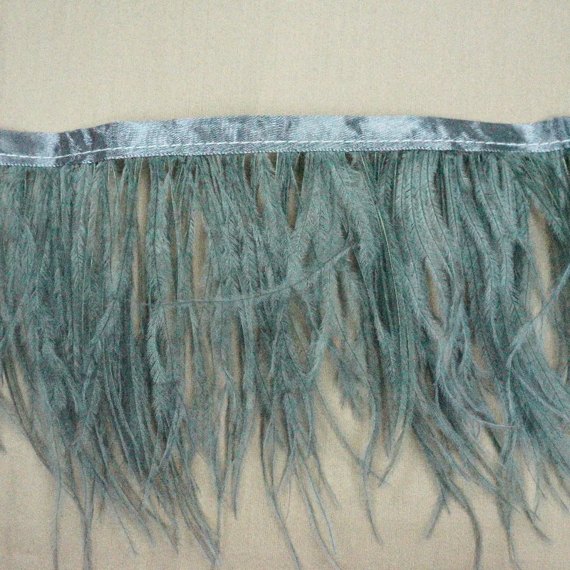 Dusty Teal Ostrich Feather Trim 2 PLY Winter unclassified dresses