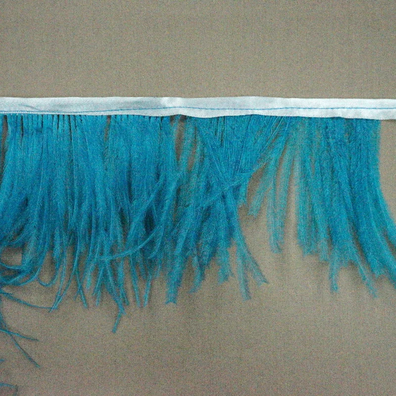 Electric Blue Ostrich Feather Trim 2 PLY Office unclassified dresses