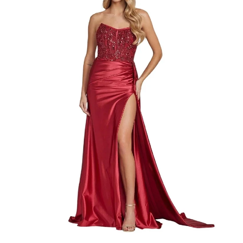 Embroidered Strapless Slit Gown Stylish unclassified dresses