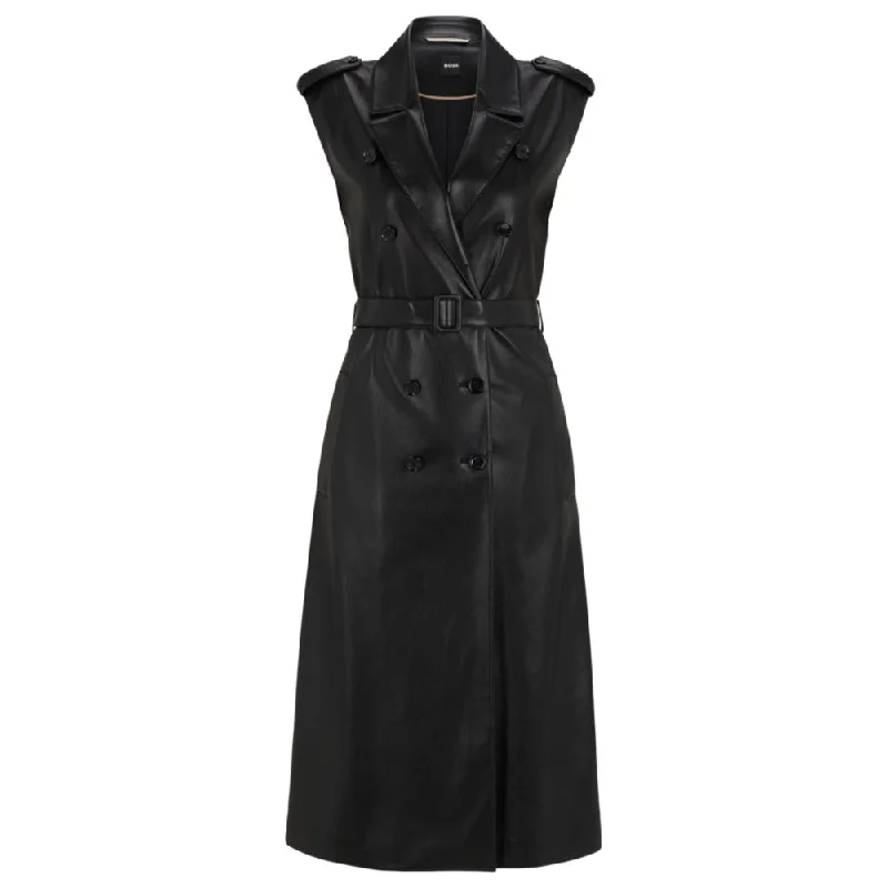 Faux-leather dress with double-breasted front Wrap unclassified dresses