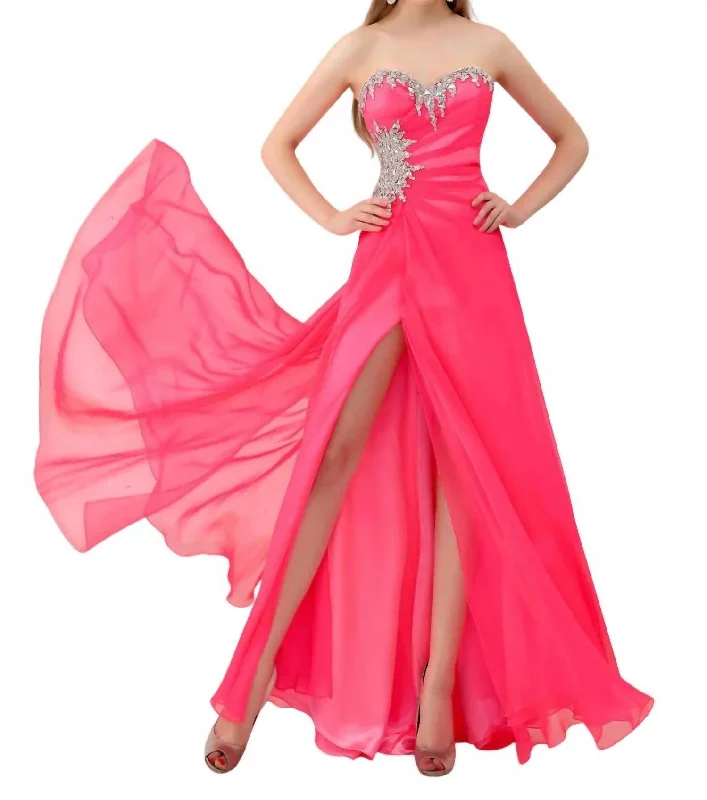 Floor Length Prom Dress In Neon Pink Summer unclassified dresses