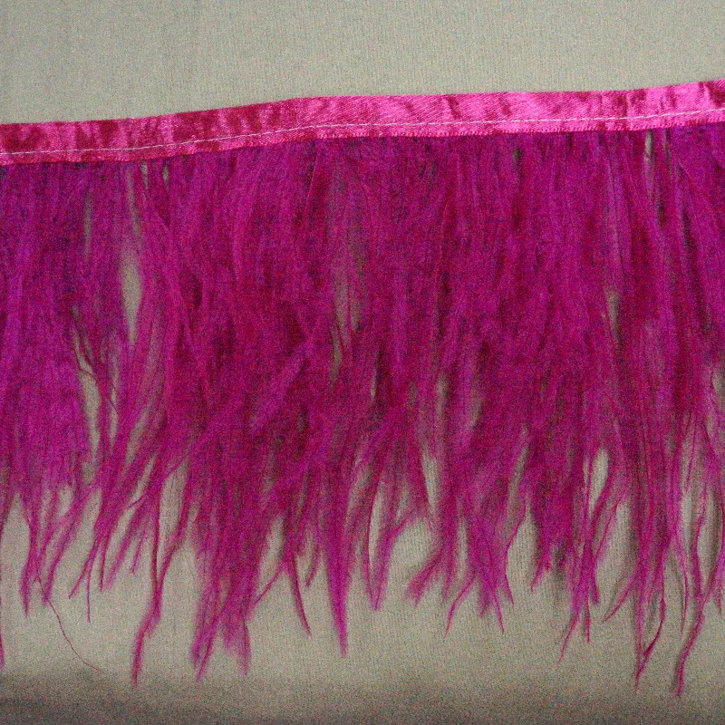 Fuchsia Ostrich Feather Trim 2 PLY Silk unclassified dresses