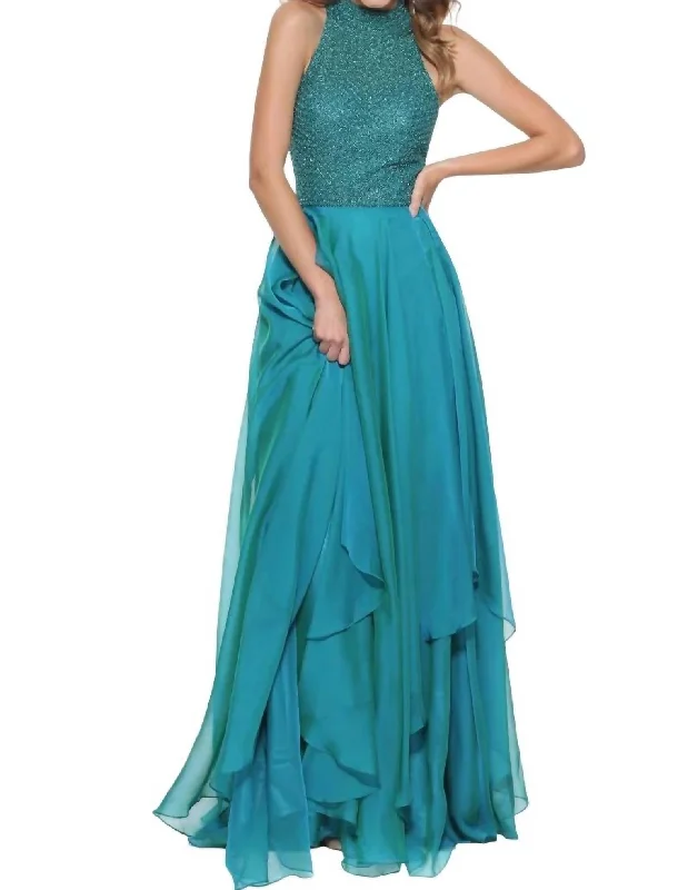 Halter Prom Dress In Jade Sleeveless unclassified dresses