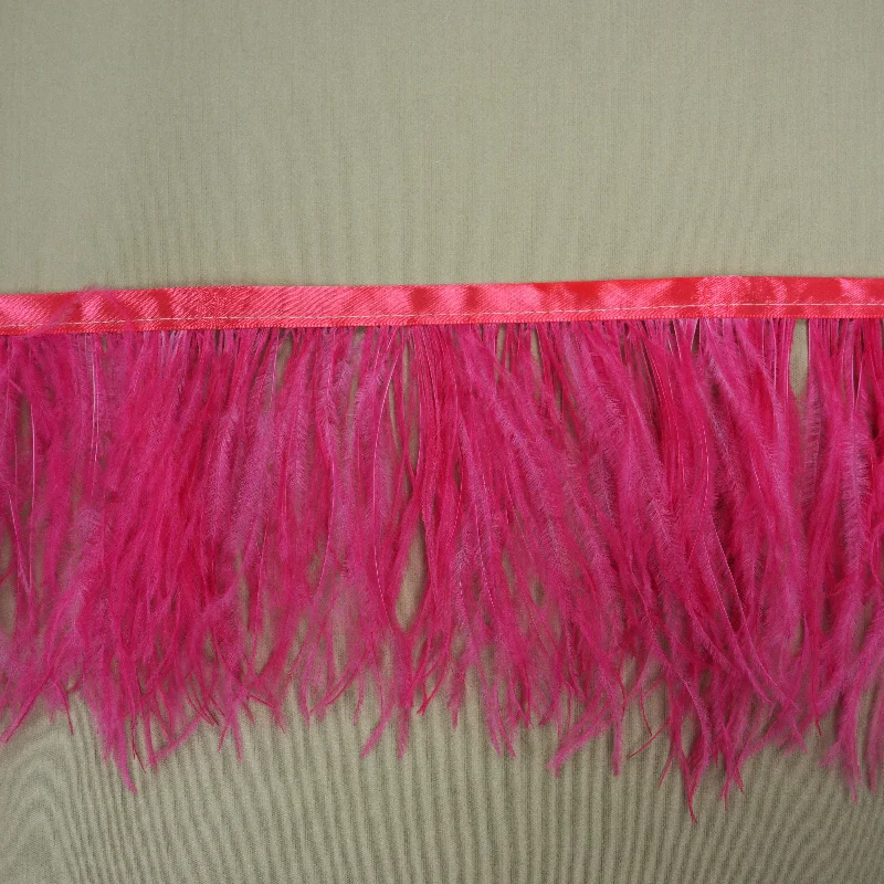 Hot Pink Ostrich Feather Trim 2 PLY Spring unclassified dresses