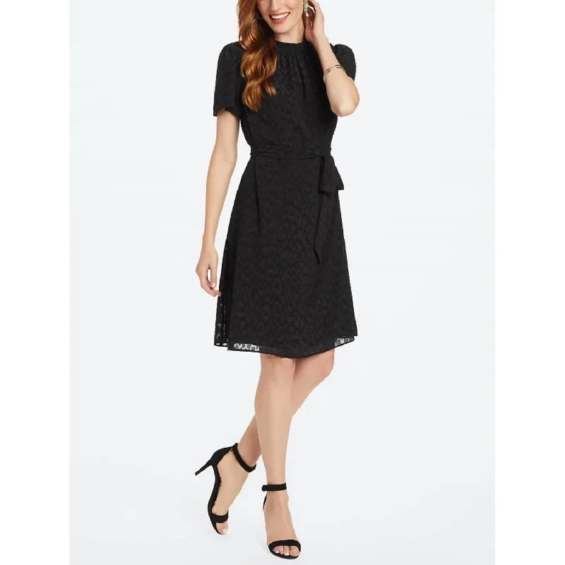 Jacquard Belted Shift Dress In Bell Meade Black Lightweight unclassified dresses