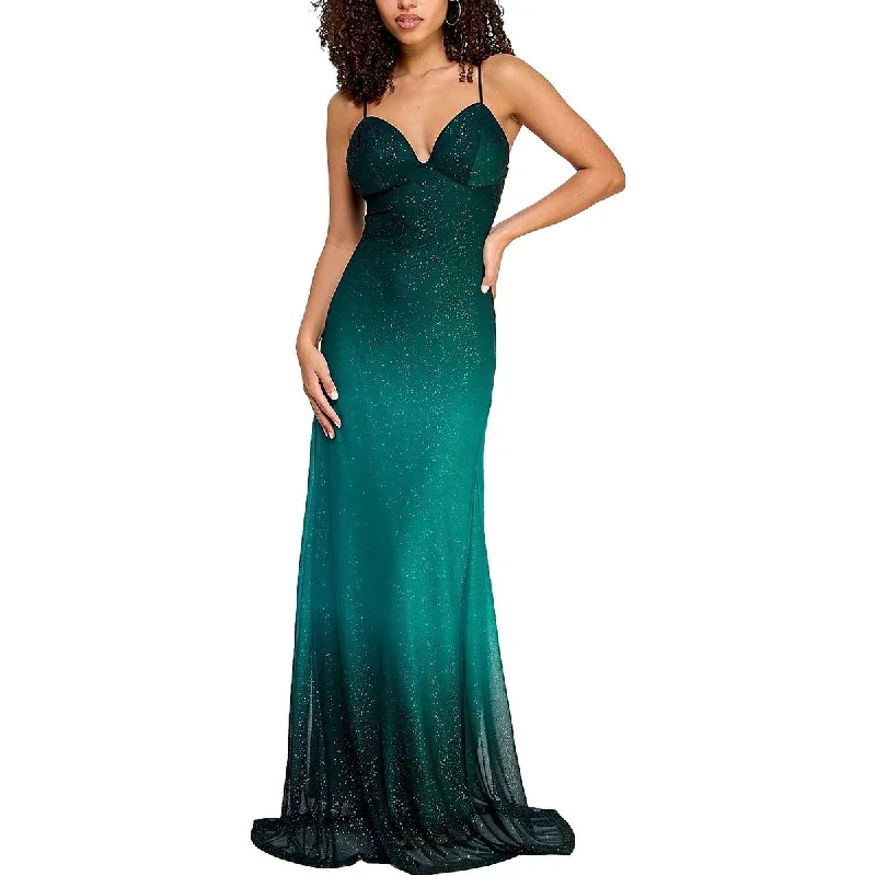 Juniors Womens Glitter Formal Evening Dress Off-shoulder unclassified dresses