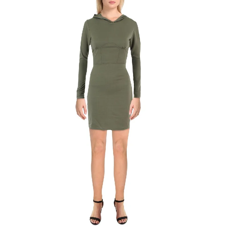 Juniors Womens Knit Hooded Sheath Dress High-low unclassified dresses