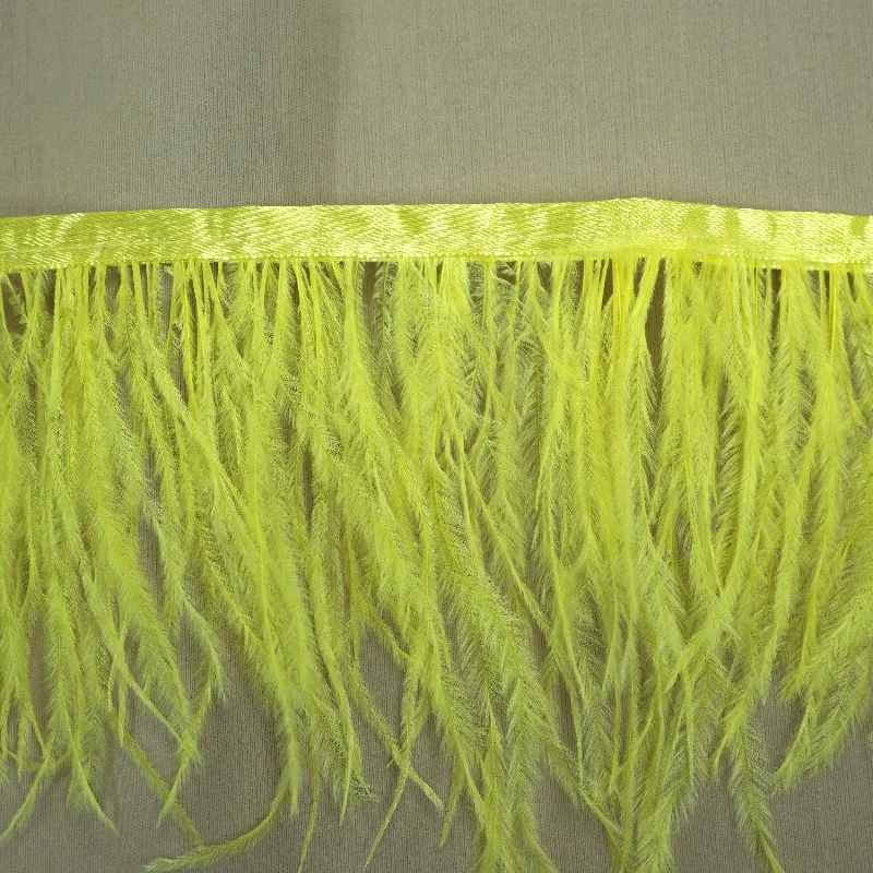 Lemon Yellow Ostrich Feather Trim 2 PLY Stretchy unclassified dresses