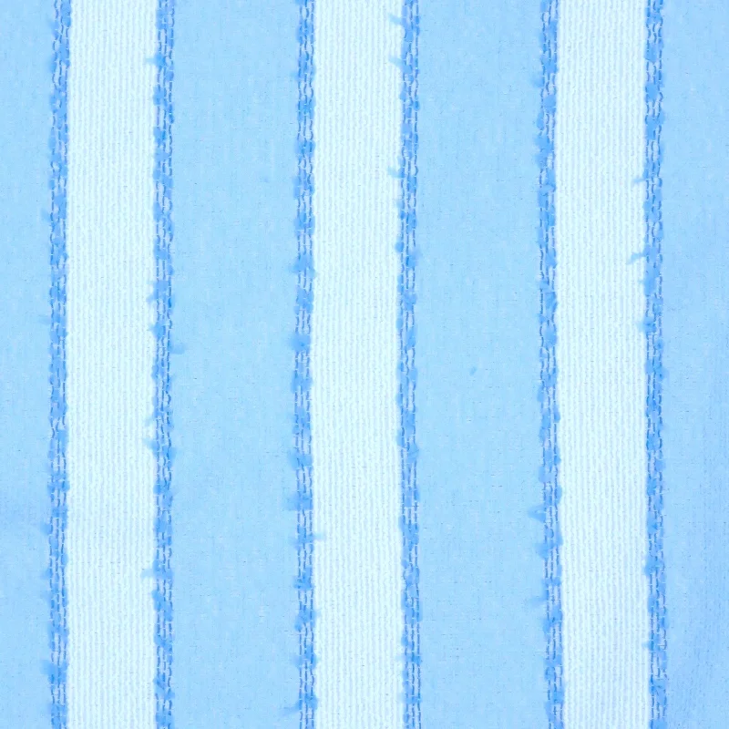 Light Blue and White Stripe Texture Threaded Tweed Boucle Stretchy unclassified dresses