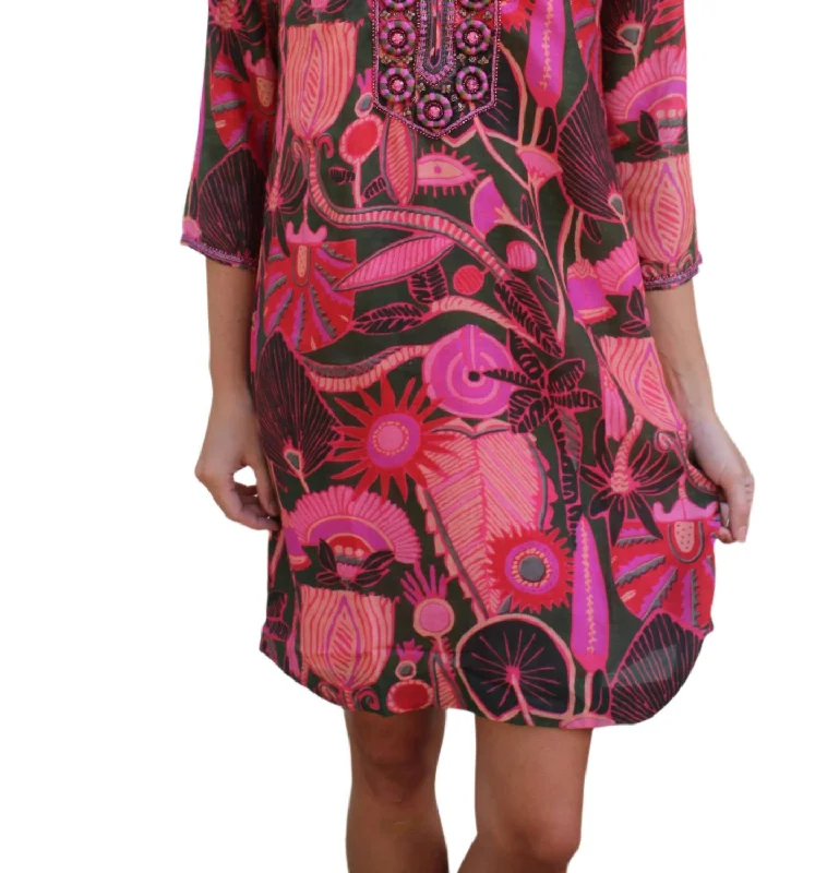 Lotus Tunic Dress In Pink Polka dot unclassified dresses