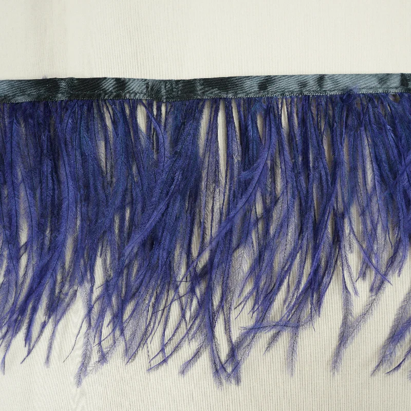 Midnight Blue Ostrich Feather Trim 2 PLY Holiday unclassified dresses