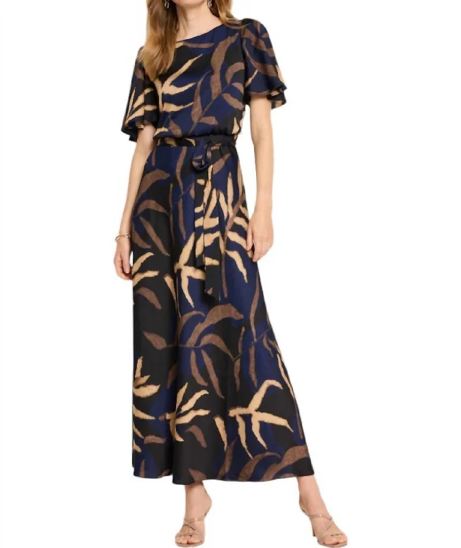 Midnight Fern Brooke Dress In Indigo Multi Ruched unclassified dresses