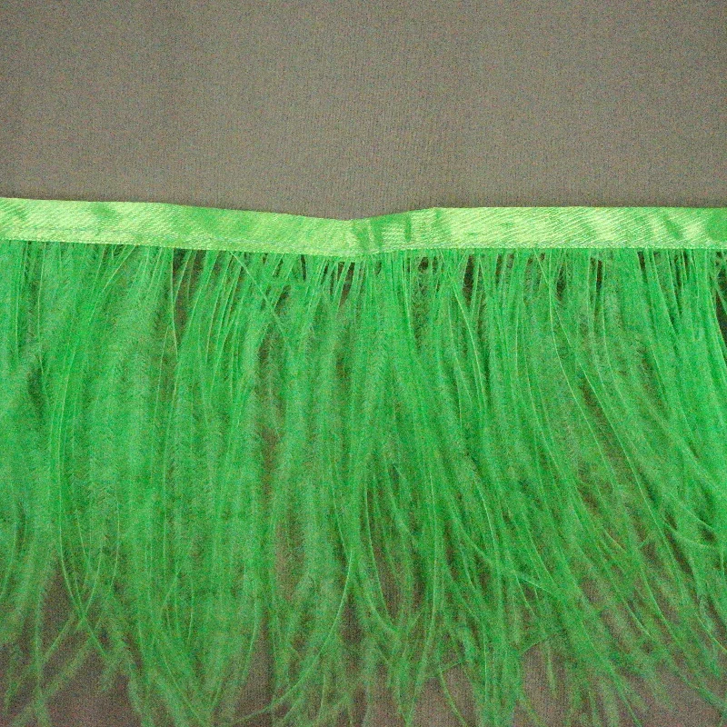 Neon Green Ostrich Feather Trim 2 PLY Smocked unclassified dresses