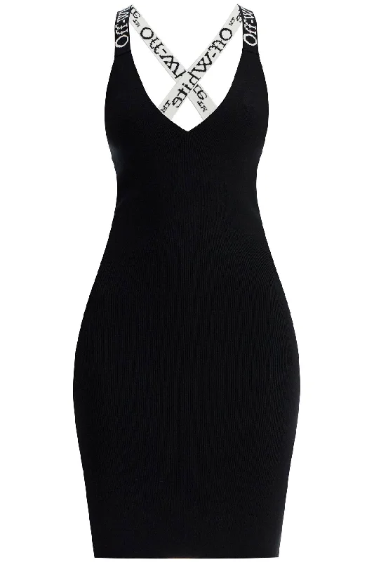 Off- Women's Knitted Dress With Branded Straps Summer unclassified dresses