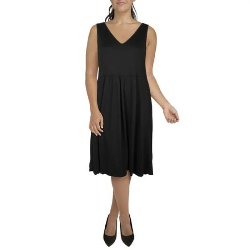 Plus Womens Knit Sleeveless Fit & Flare Dress Lounge unclassified dresses