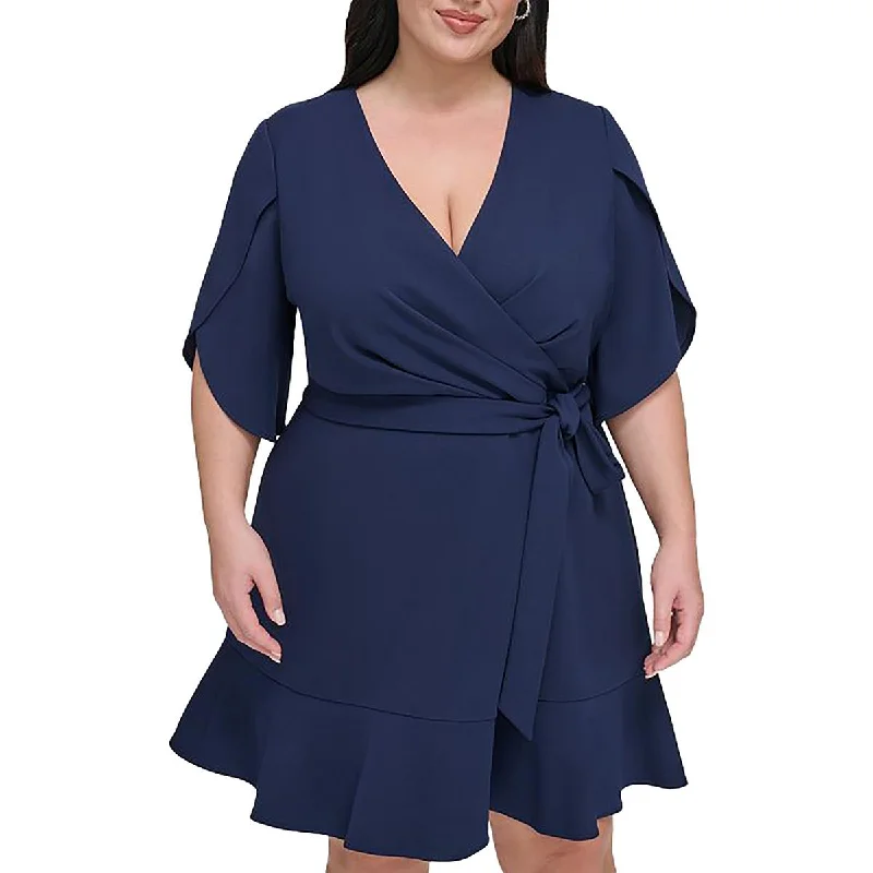 Plus   Womens Wrap Flare Wrap Dress Discounted unclassified dresses