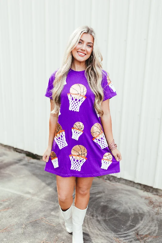 Queen Of Sparkles Purple Basketball Hoop Tee Dress Petite unclassified dresses