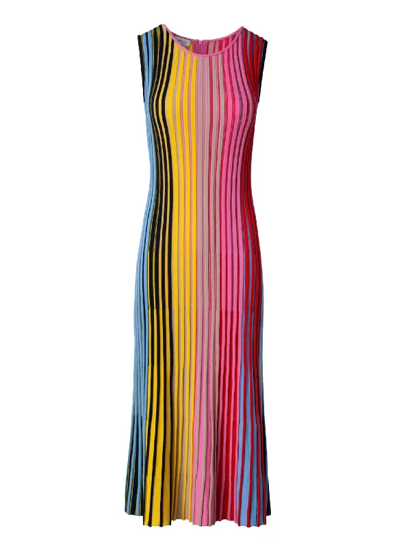 Reverse Rainbow Knit Dress In Multicolor Monochrome unclassified dresses