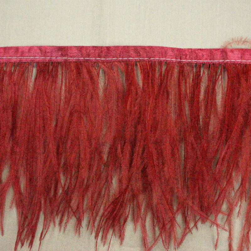 Ruby Red Ostrich Feather Trim 2 PLY Chic unclassified dresses