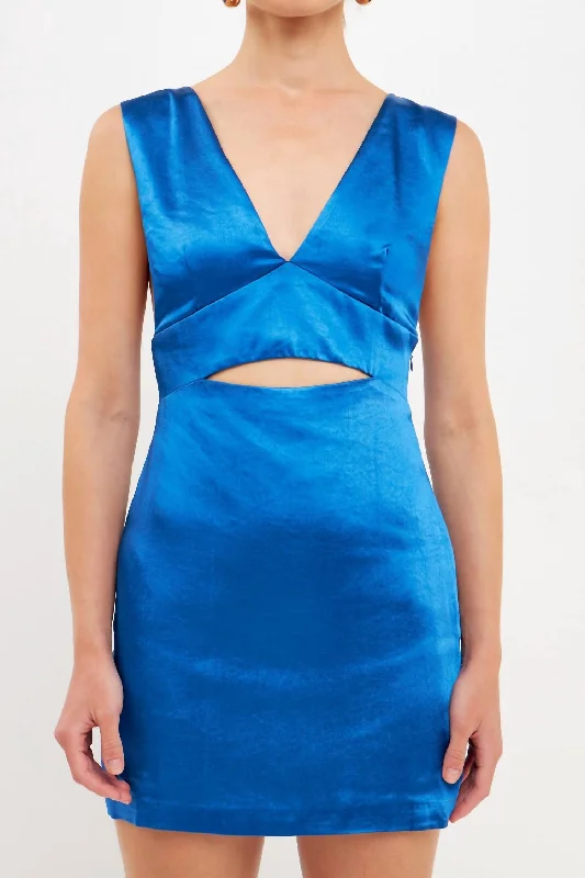 Satin Cut-Out Dress In Cobalt Blue Plus size unclassified dresses