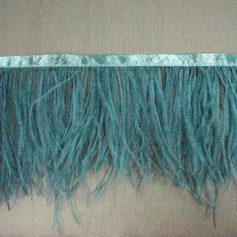 Sea foam Blue Ostrich Feather Trim 2 PLY Knitted unclassified dresses