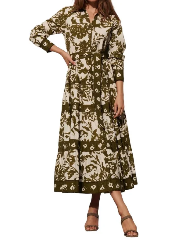 Shelby Dress In Woodland Green Ikat Wrap unclassified dresses