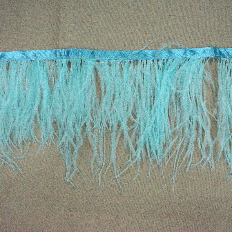 Sky Blue Ostrich Feather Trim 2 PLY Casual unclassified dresses