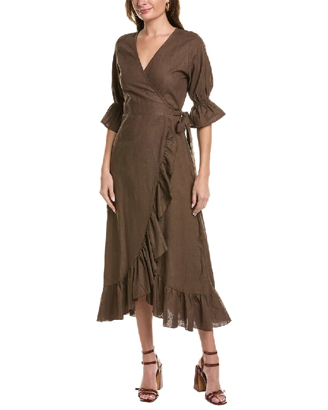 SOLE Tatiana Linen-Blend Wrap Dress Beach unclassified dresses