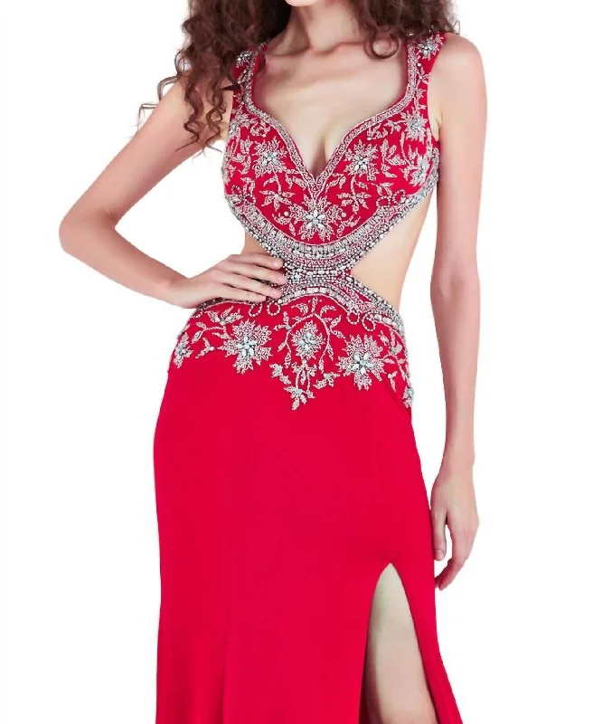 Sparkling Prom Dress In Hot Red Color block unclassified dresses