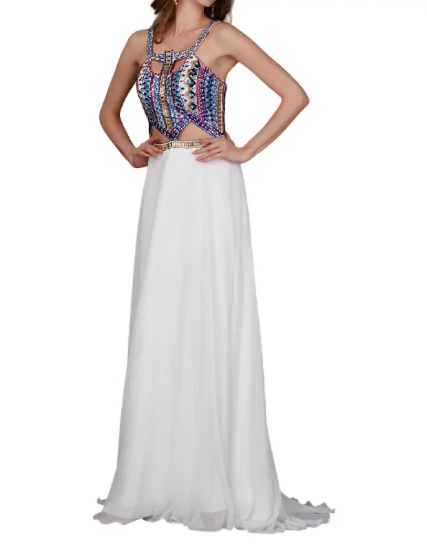 Sparkly Prom Dress In Ivory/multi Silk unclassified dresses