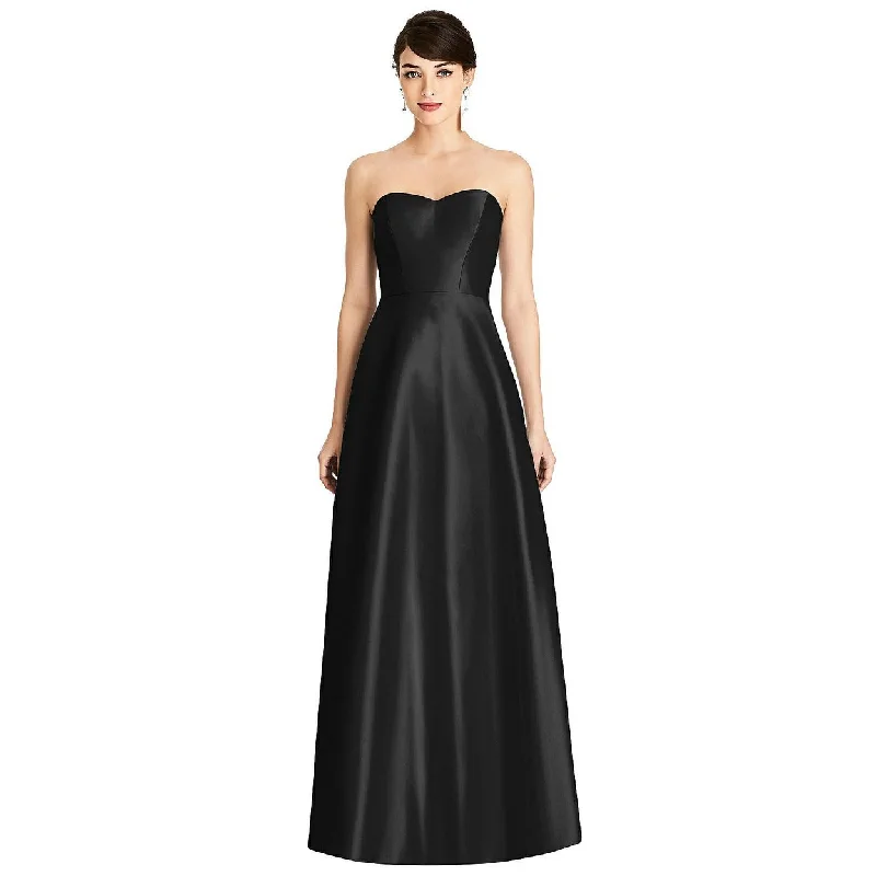 Strapless A-Line Satin Dress with Pockets Ruffled unclassified dresses