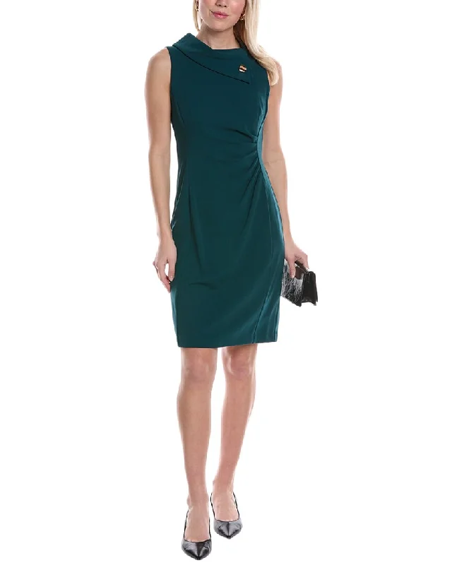 Tahari ASL Draped Neckline Sheath Dress Breathable unclassified dresses