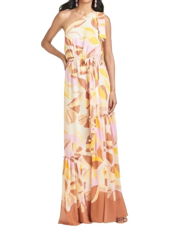 Tori Dress In Pink/yellow Print Backless unclassified dresses