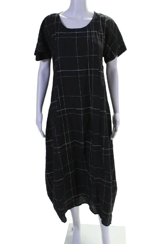 Trine Kryger Simonsen Womens Linen Blend Black Printed Mano Dress Summer unclassified dresses