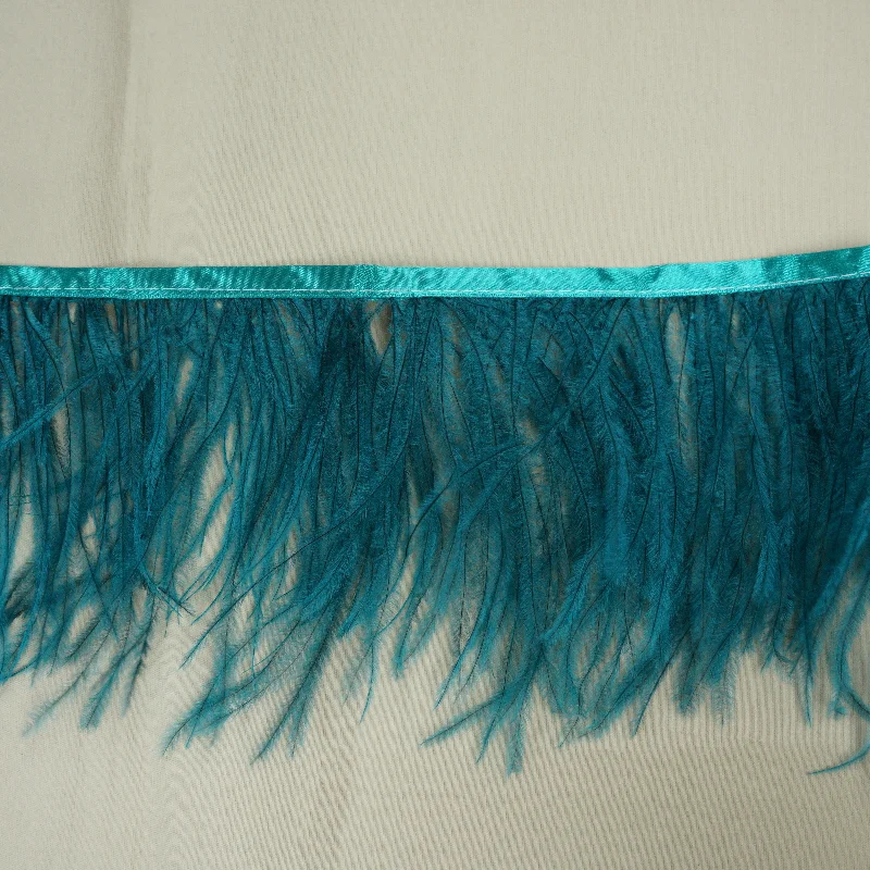 Turquoise  Ostrich Feather Trim 2 PLY Luxury unclassified dresses