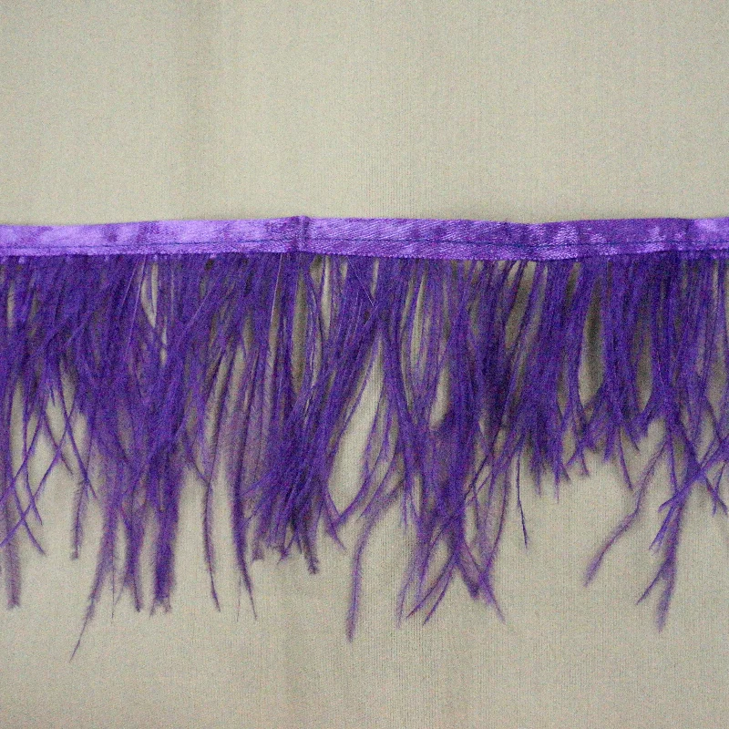 Vivid Purple Ostrich Feather Trim 2 PLY Lace unclassified dresses