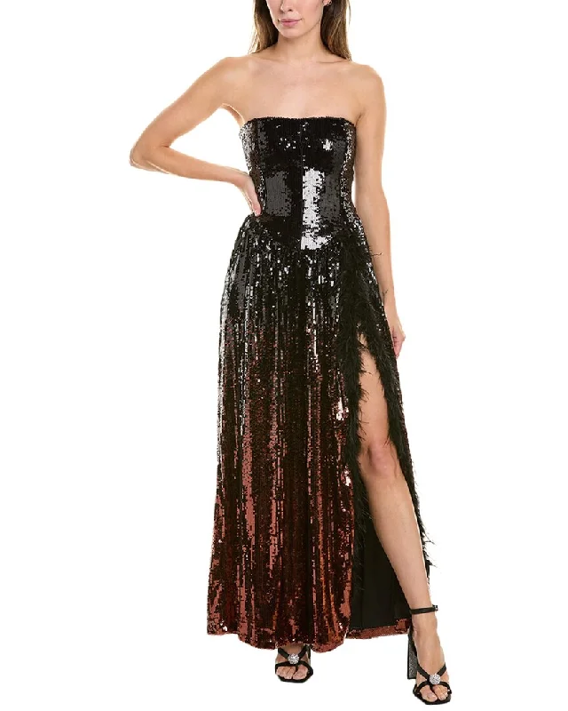 WeWoreWhat Corset Feathered Gown Party unclassified dresses