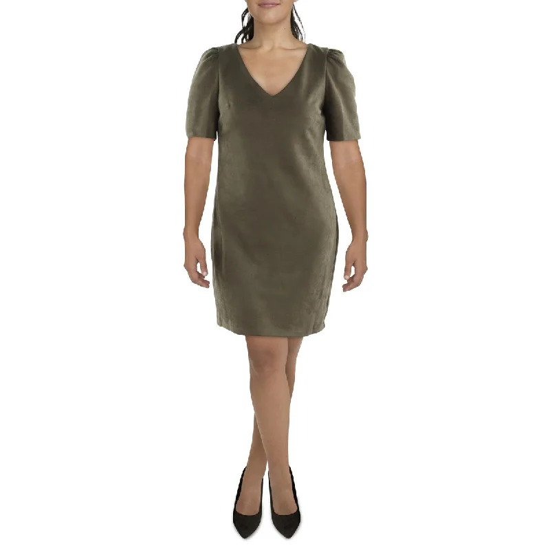 Womens Faux Suede Knee-Length Sheath Dress Office unclassified dresses